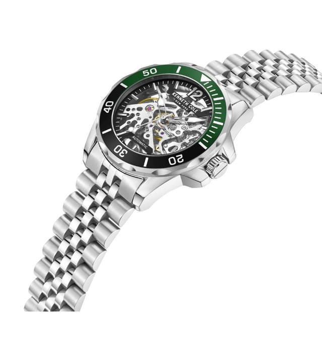 Kenneth Cole Automatic Skeleton Watch Steel silver , Green 